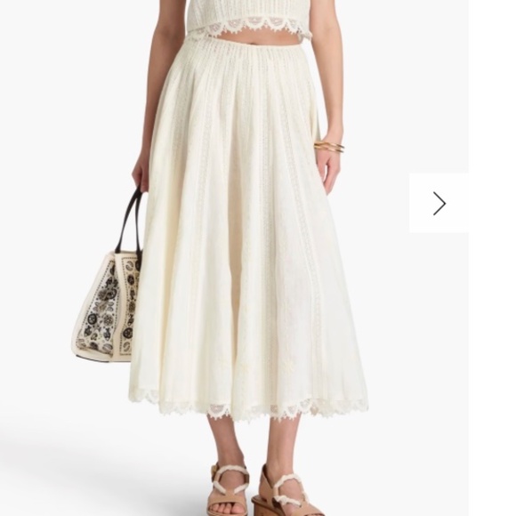 Tory Burch Dresses & Skirts - Tory Burch Linen Embroidered Crochet Trim Skirt – Ivory, Size 4 (Label Missing)